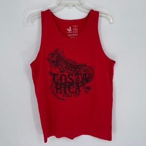 Morpho Men's Red Costa Rica Pura Vida Iguana Sleeveless Graphic Tank Top‎ XL